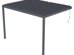 Pergola bioclimatique adossée avec led "Windsor" - 3 x 4 m - Anthracite