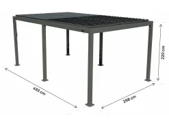 Pergola bioclimatique autoportante en aluminium "Kensington" - 3 x 5 m - Gris