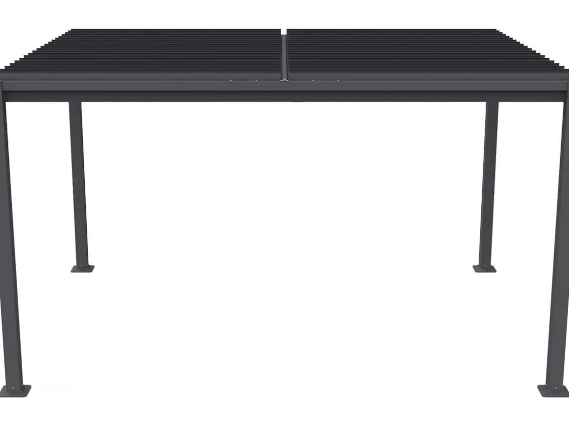 Pergola bioclimatique autoportante avec lames orientables "Howard" - 3 x 4 m - Gris
