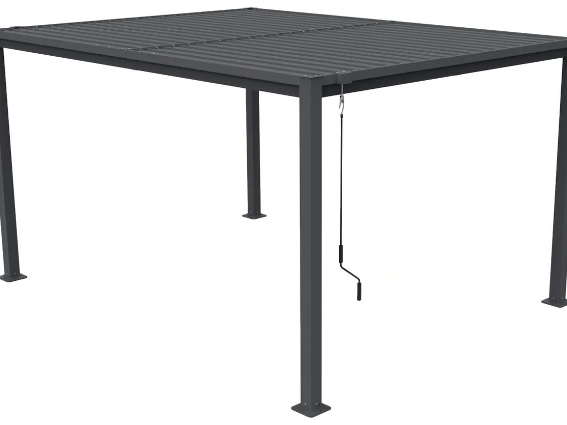 Pergola bioclimatique autoportante avec lames orientables "Howard" - 3 x 4 m - Gris