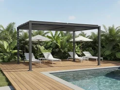 Pergola bioclimatique autoportante avec lames orientables