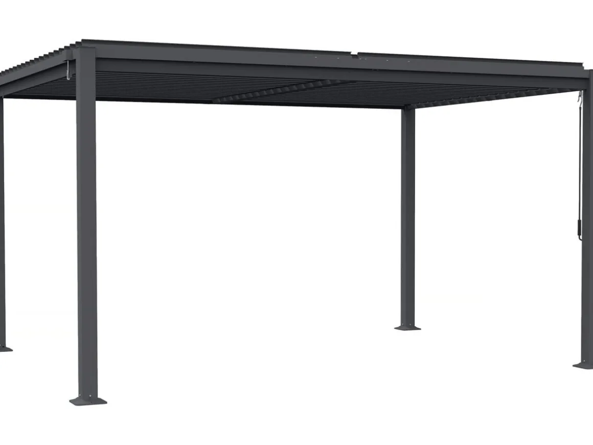 Pergola bioclimatique autoportante avec lames orientables "Howard" - 3 x 4 m - Gris