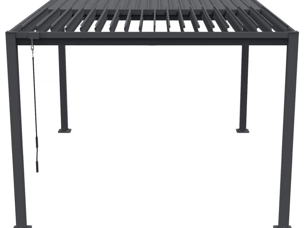 Pergola bioclimatique autoportante avec lames orientables "Howard" - 3 x 4 m - Gris