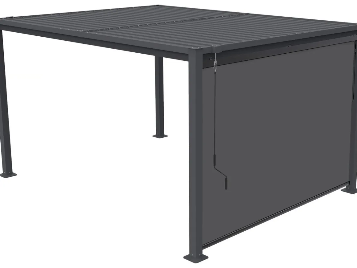Pergola bioclimatique avec store en acier galvanisé "Howard" - 3 x 4 m - Gris