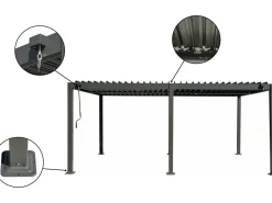 Pergola bioclimatique avec store en aluminium "Kensington" - 3 x 5 m - Gris
