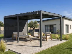 Pergola bioclimatique avec store en aluminium 