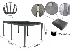 Pergola bioclimatique en aluminium avec rideau et moustiquaire 