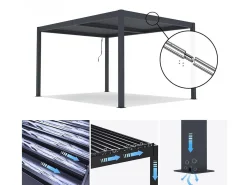 Pergola bioclimatique en aluminium "Windsor" - 3 x 4 m - Anthracite