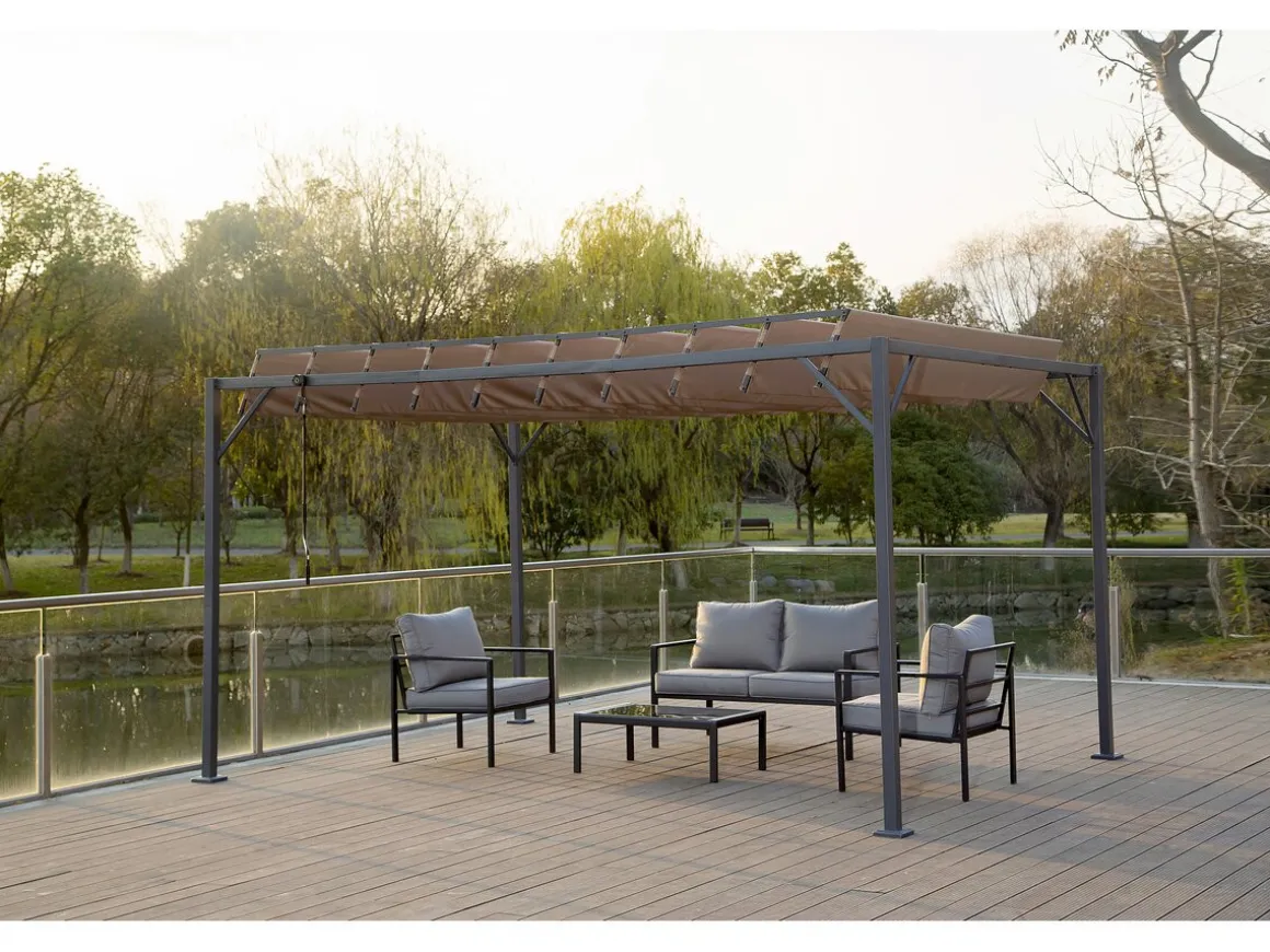 Pergola bioclimatique en tissu "Lodge" 3 x 4 m - Taupe