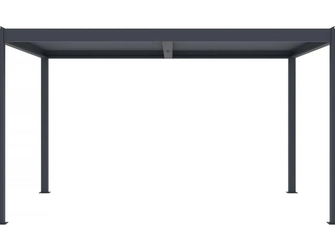 Pergola bioclimatique motorisé avec led "Windsor" en aluminium 3 x 4 - Gris
