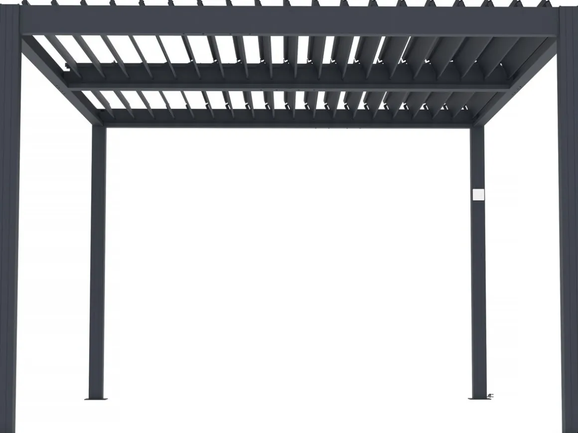 Pergola bioclimatique motorisé avec led "Windsor" en aluminium 3 x 4 - Gris
