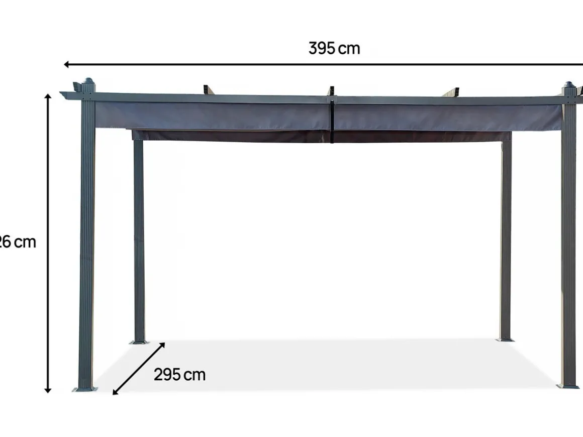 Pergola en aluminium avec toit rétractable - 3 x 4 m - Gris anthracite