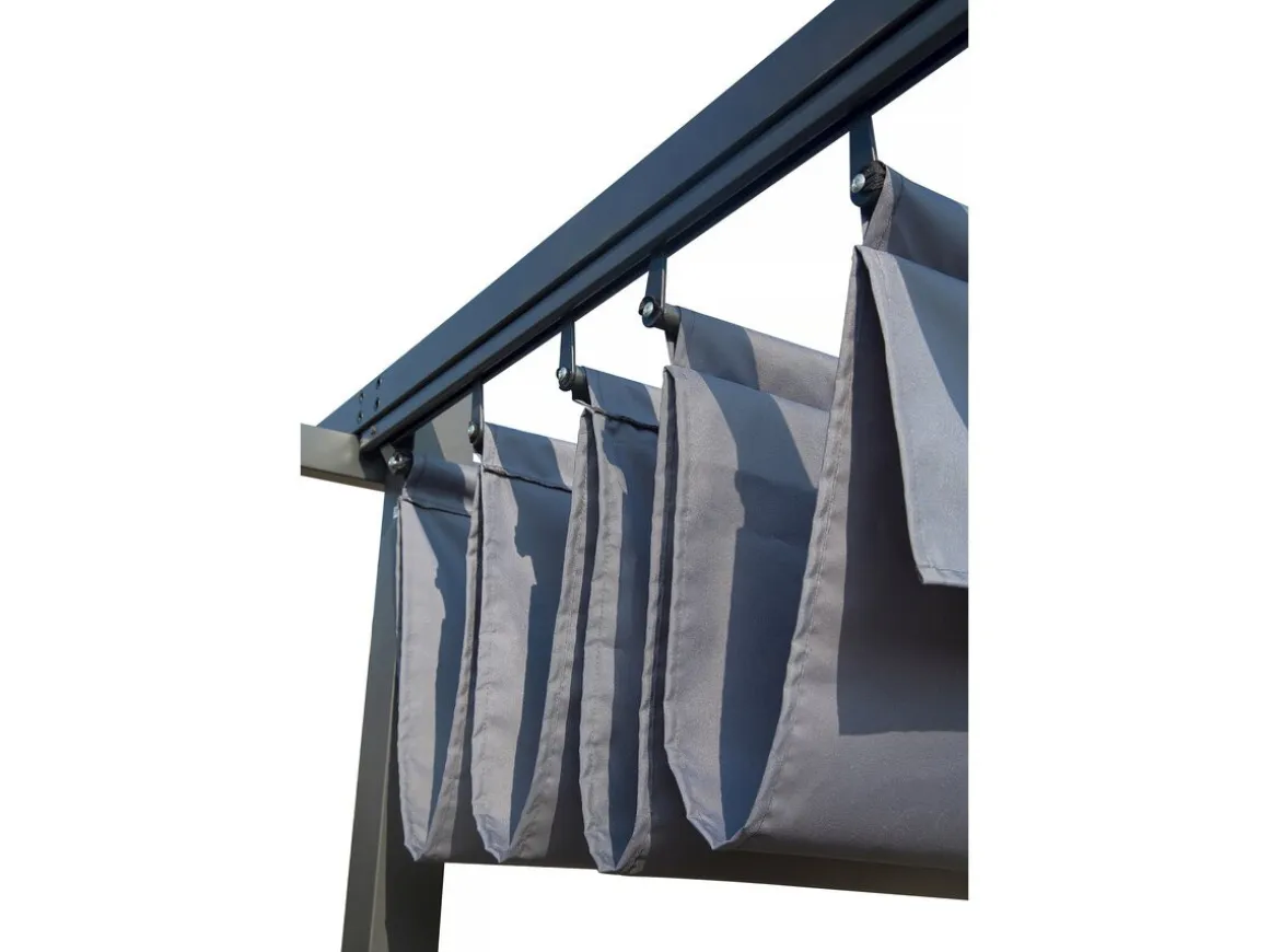 Pergola en métal avec toit rétractable - 3 x 4 m - Gris