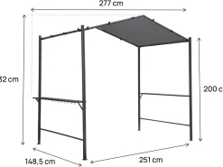 Pergola tonnelle pour barbecue - 277 x 149 cm - Anthracite