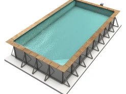 Piscine acier enterrée rectangle fond plat "Sunkit" - 8.00 x 4.00 x 1.40 m + Escalier d'angle intérieur