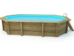 Piscine bois " Brazilia "  5.86 x 3.86 x 1.20 m - Bâche à bulles  180 µ - Bâche hiver  280 g/m²