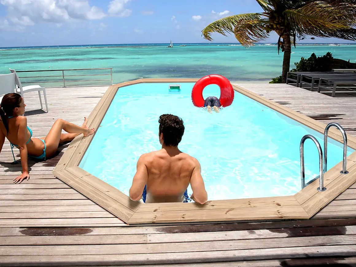 Piscine bois " Cordoue " - 3.48 x 2.15 x 1.18 m + Pompe à chaleur 3.5 kw/h