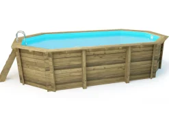 Piscine bois " Miami 120 " - 4.86 x 3.36 x 1.20 m + Bâche à bulles 180 µ + Bâche hiver 280 gr/m²
