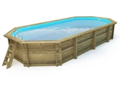 Piscine bois " Palma 130 " - 7.57 x 4.07 x 1.31 m + Bâche à bulles 180 µ + Bâche hiver 280 gr/m²
