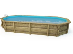 Piscine bois " Palma 130 " - 7.57 x 4.07 x 1.31 m +  Bâche à bulles 180 µ + Bâche hiver 280 gr/m²