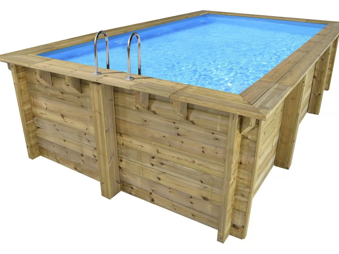 Piscine bois rectangle " Aruba 140 "- 5.00 x 3.00 x 1.38 m + Pompe à chaleur 3.5 kw/h
