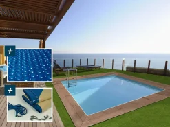 Piscine bois rectangle " Caimans 120  " - 4.10 x 3.00 x 1.24  m + Bâche à bulles 180 µ - Bâche hiver 280 g/m²