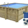 Piscine bois rectangle " Zanzibar "- 3.50 x 2.30 x 1.24 m - Bâche à bulles  180 µ - Bâche hiver  280 g/m²