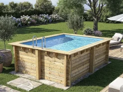 Piscine bois rectangle " Zanzibar "- 3.50 x 2.30 x 1.24 m + Pompe à chaleur  3.5 kw/h
