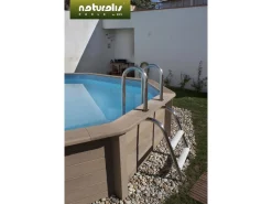 Piscine béton aspect bois en kit décagonale - 4.95 x 1.28 m