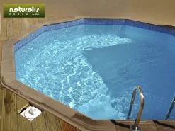 Piscine béton aspect bois en kit décagonale - 4.95 x 1.28 m