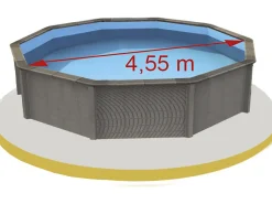 Piscine béton aspect bois en kit décagonale - 4.95 x 1.40 m