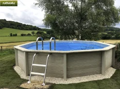Piscine béton aspect bois en kit décagonale - 4.95 x 1.40 m