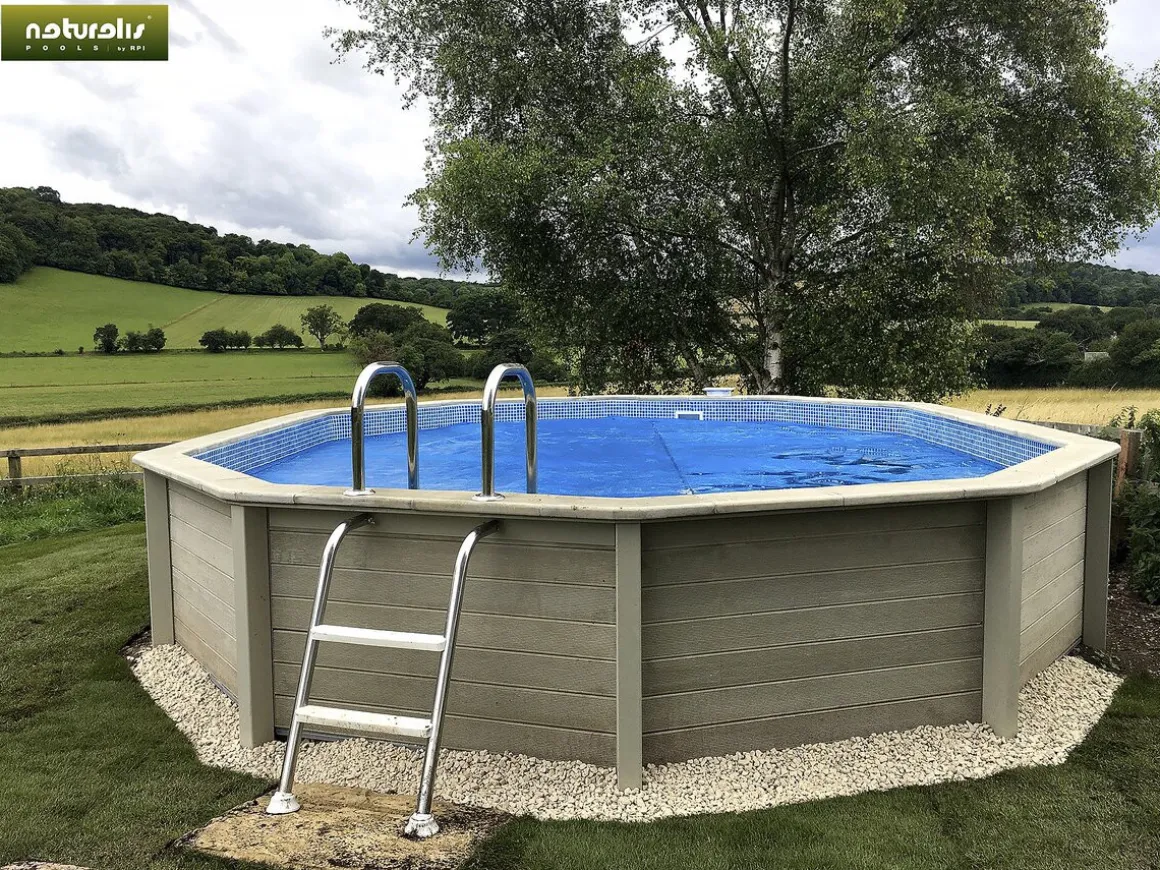 Piscine béton aspect bois en kit décagonale - 4.95 x 1.40 m