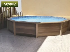 Piscine béton aspect bois en kit décagonale - 4.95 x 1.40 m