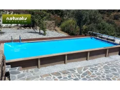 Piscine béton aspect bois en kit rectangle " Naturalis  " - 4.67 x 3.24 x 1.28 m