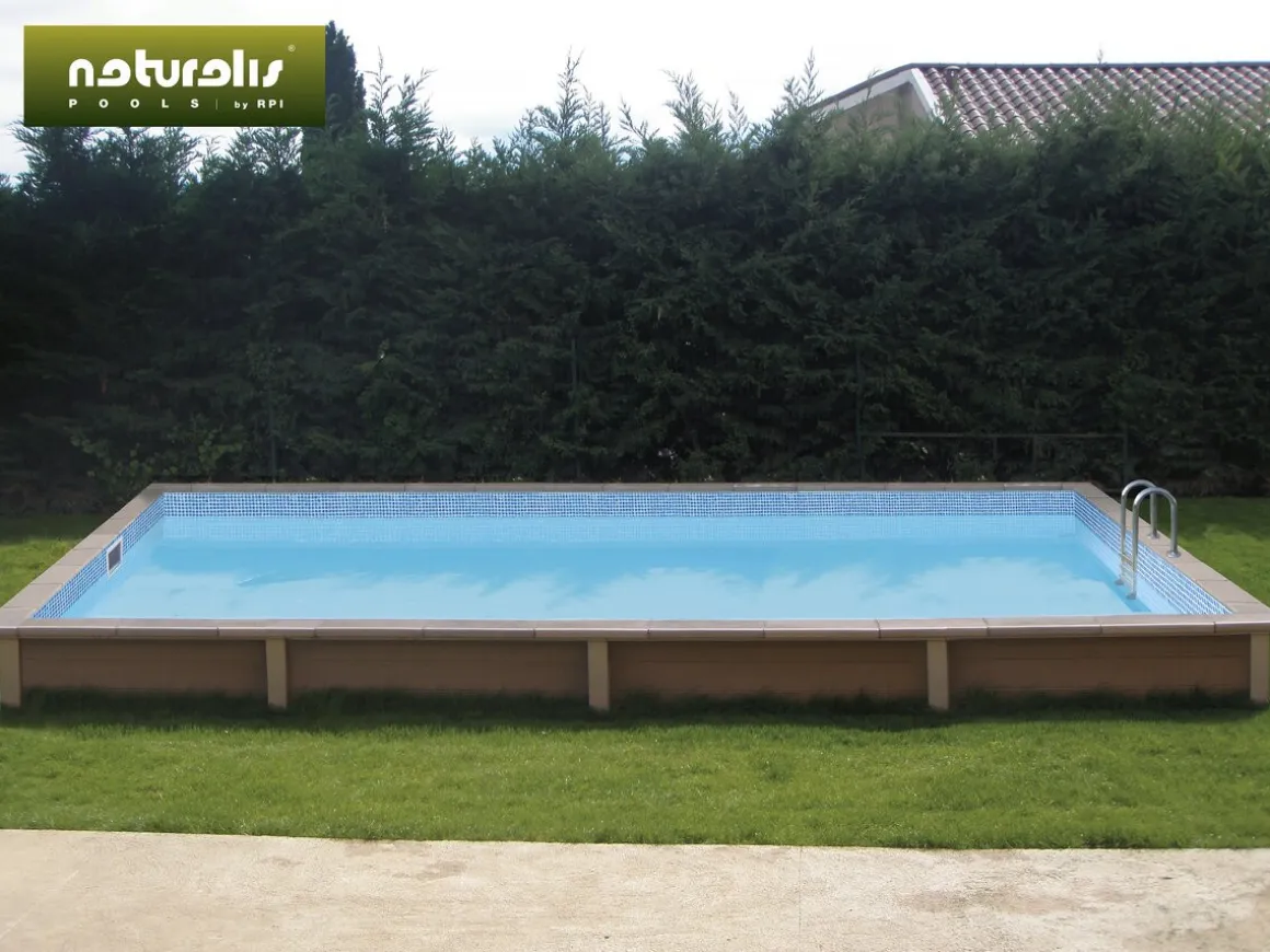 Piscine béton aspect bois en kit rectangle " Naturalis " - 4.67 x 3.24 x 1.28 m