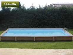 Piscine béton aspect bois en kit rectangle " Naturalis  " - 6.09 x 3.24 x 1.40 m