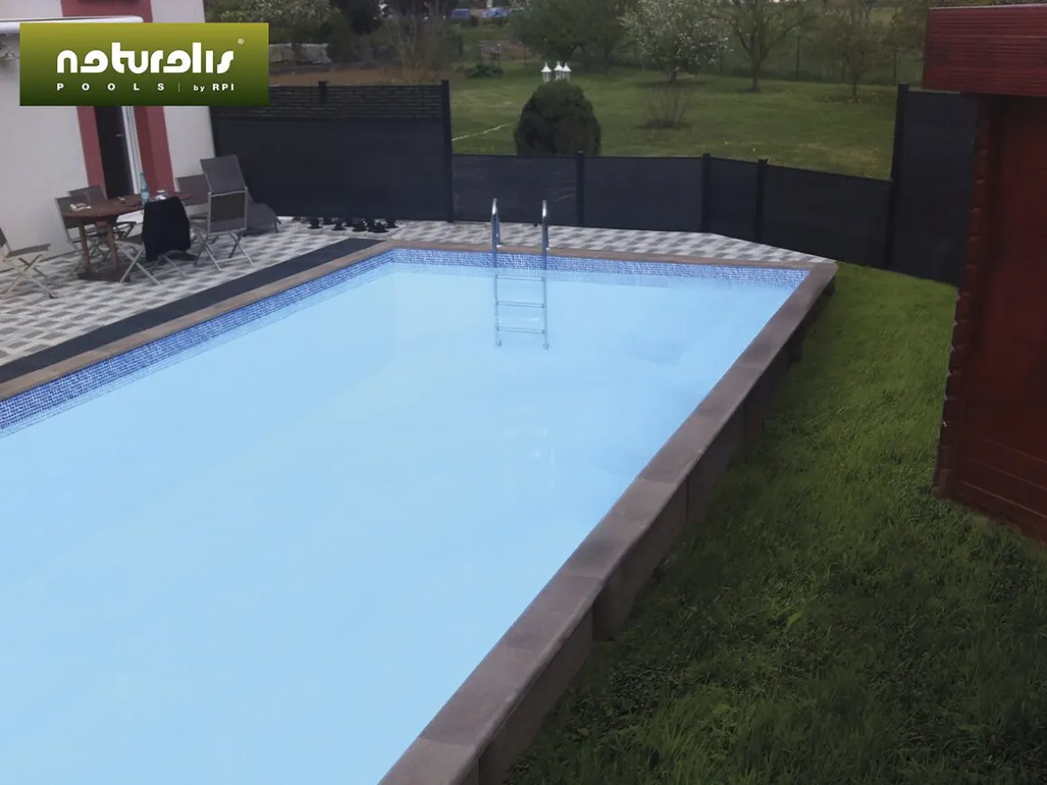 Piscine béton aspect bois en kit rectangle " Naturalis " - 6.09 x 3.24 x 1.40 m