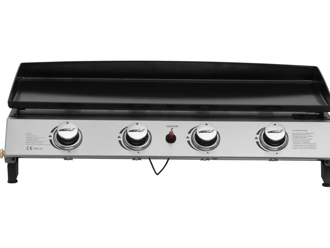 Plancha à gaz avec 4 brûleurs en métal "Jolly" - 10 Kw - Gris