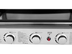 Plancha à gaz avec 3 bruleurs et couvercle en métal "Fasto" - 7,5 kw - Gris
