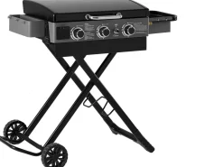 Plancha à gaz avec chariot pliable et portable "Firo" - 7,5 kw - Noir