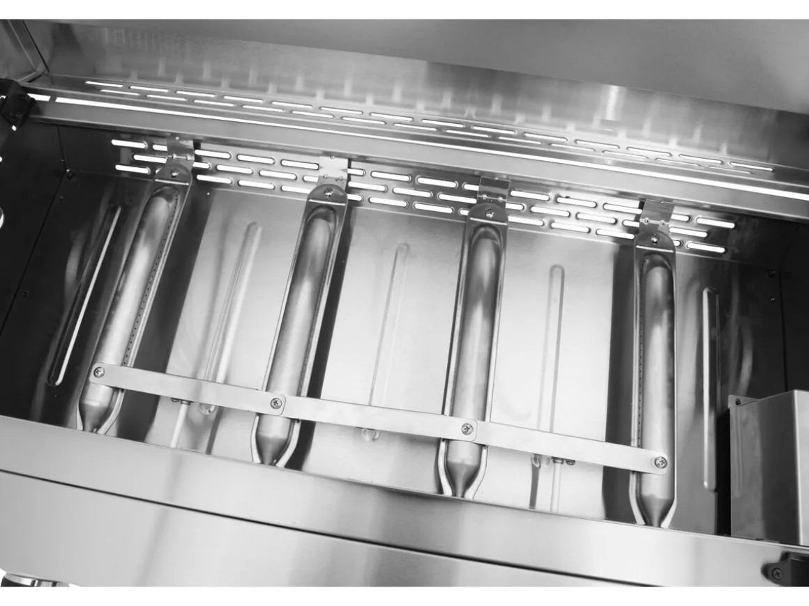 Plancha à gaz en inox avec 4 bruleurs et couvercle "Fasto" - 10 kw - Gris