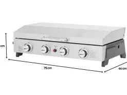 Plancha à gaz en inox avec 4 bruleurs et couvercle