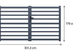 Portail aluminium ajouré "Martin" - 300 x 180 cm - Gris