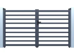 Portail aluminium ajouré "Martin" - 340 x 180 cm - Gris
