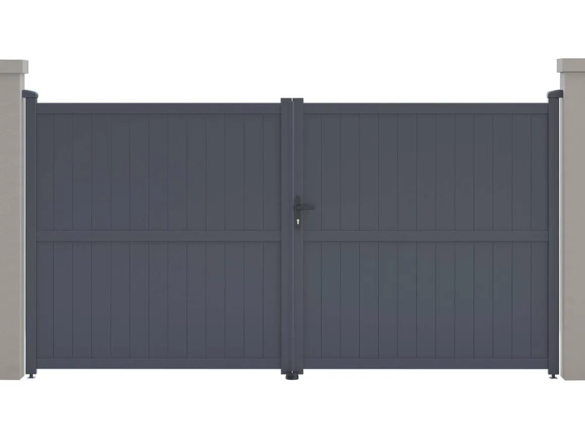 Portail aluminium "Maurice" - 349.5 x 180.9 cm - Gris