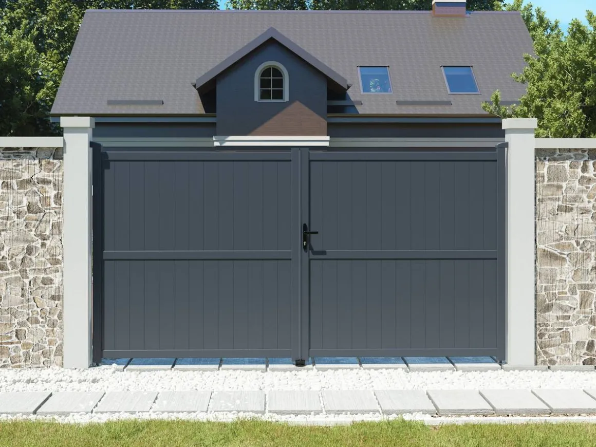 Portail aluminium "Maurice" - 349.5 x 180.9 cm - Gris