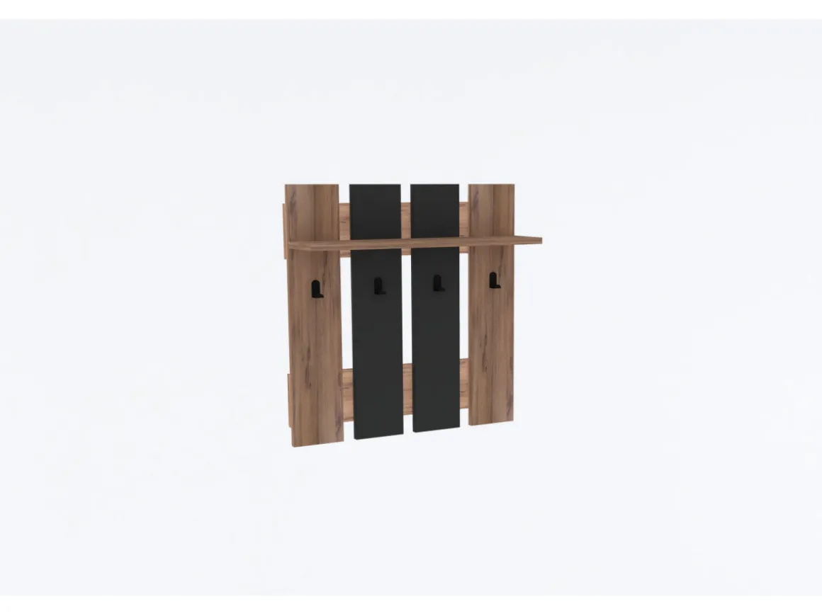 Porte-manteau mural avec étagère en bois "Mita" - 70 x 14 x 70 cm - Gris anthracite