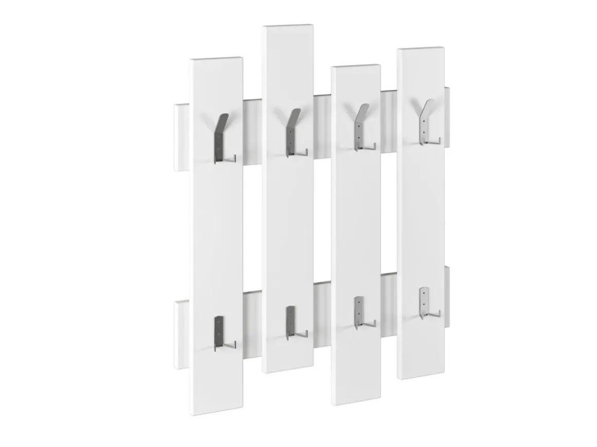 Porte manteau mural en bois "Wave" - 64 x 4 x 79 cm - Blanc