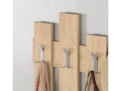 Porte manteau mural en bois "Wave" - 64 x 4 x 79 cm - Beige